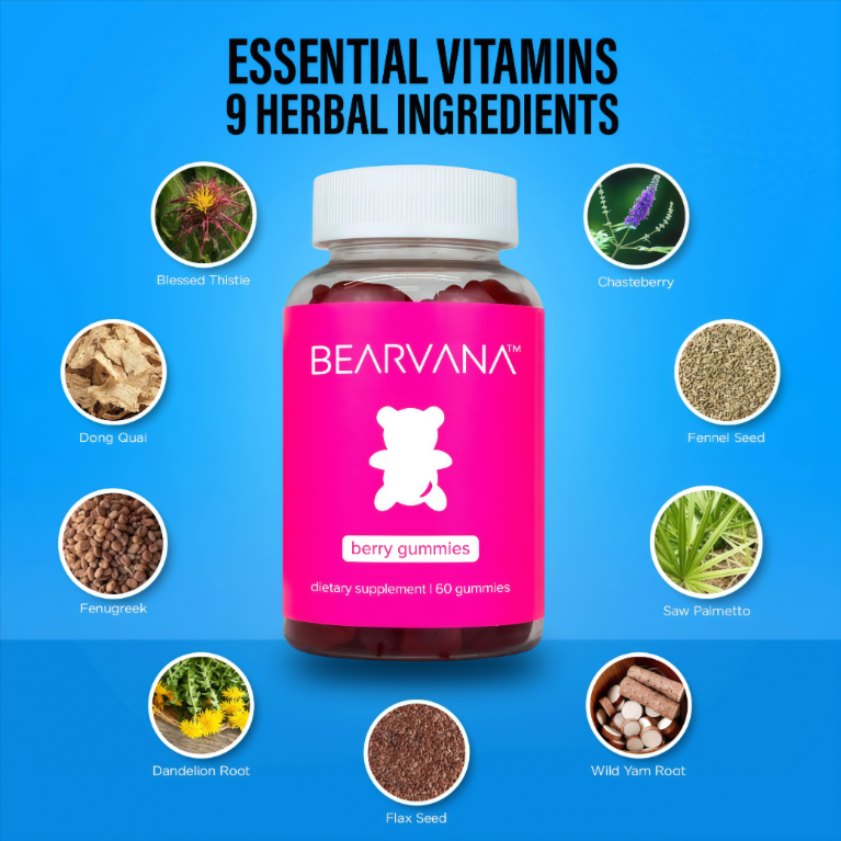 BEARVANA Women's Wellness Gummies – Berry Flavor, 60 Count