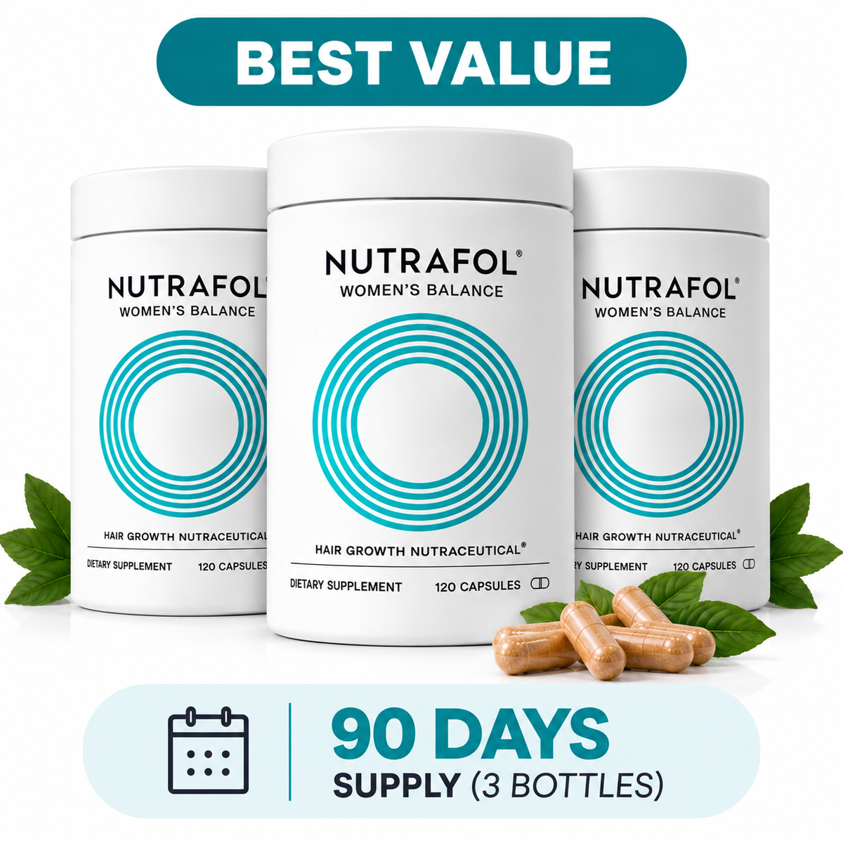 Nutrafol Women’s Balance Hair Growth Nutraceutical – 120 Capsules