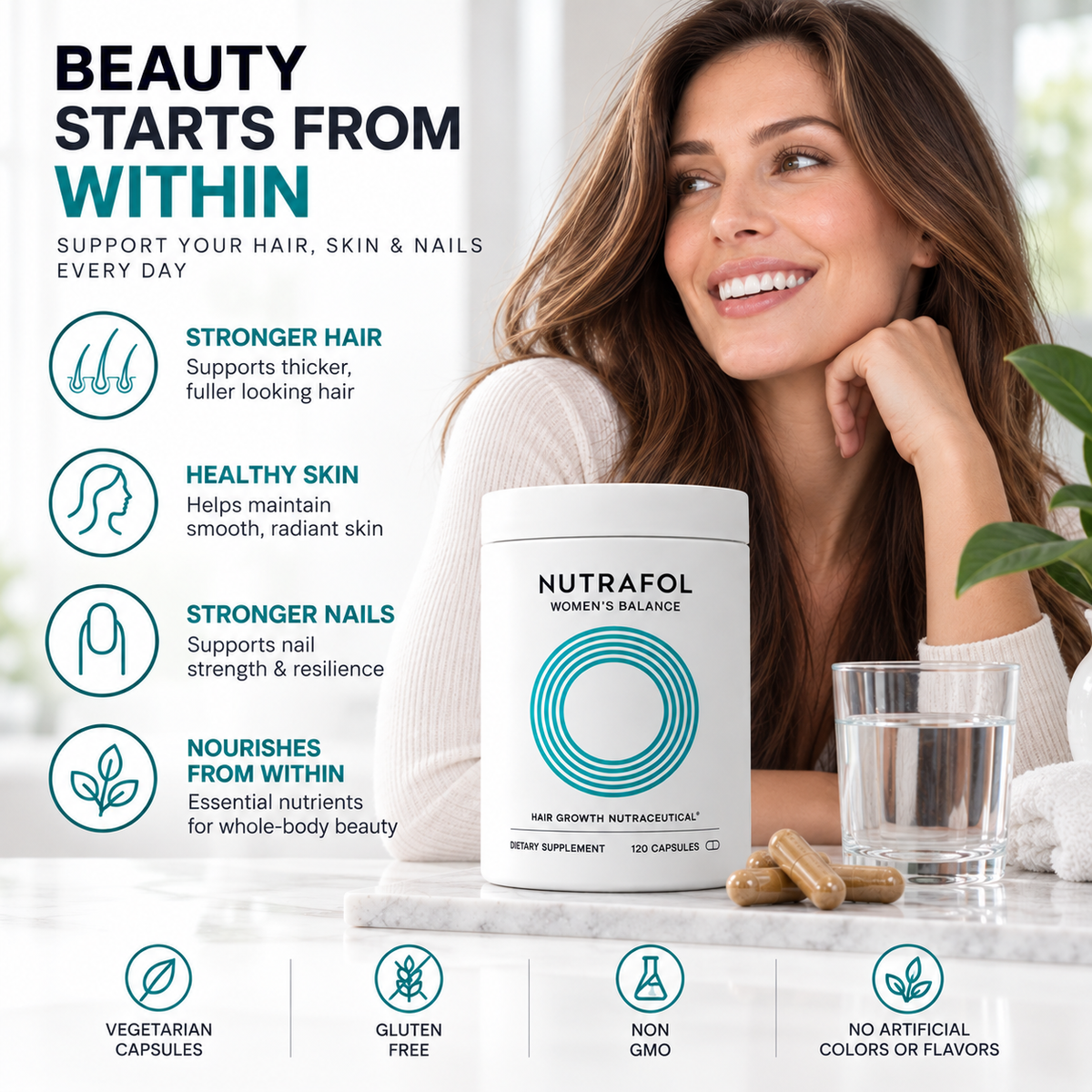 Nutrafol Women’s Balance Hair Growth Nutraceutical – 120 Capsules