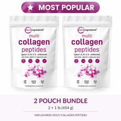 Micro Ingredients Multi Collagen Peptides Powder – 5 Types + Biotin, Vitamin C & Hyaluronic Acid | 1 lb