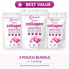Micro Ingredients Multi Collagen Peptides Powder – 5 Types + Biotin, Vitamin C & Hyaluronic Acid | 1 lb
