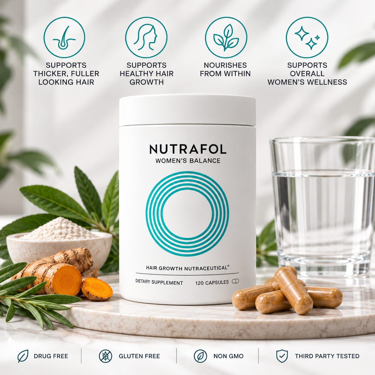 Nutrafol Women’s Balance Hair Growth Nutraceutical – 120 Capsules