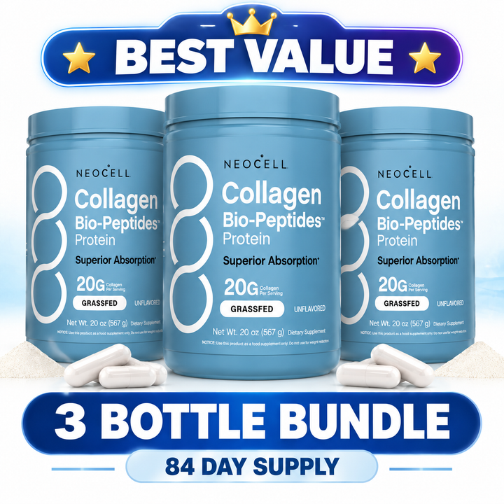 NeoCell Collagen Bio-Peptides Protein Powder – 20g Collagen | Grassfed & Unflavored | 20 oz