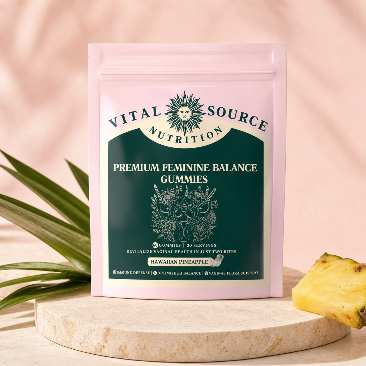 Vital Source Nutrition Feminine Balance Gummies – Hawaiian Pineapple, 60 Count
